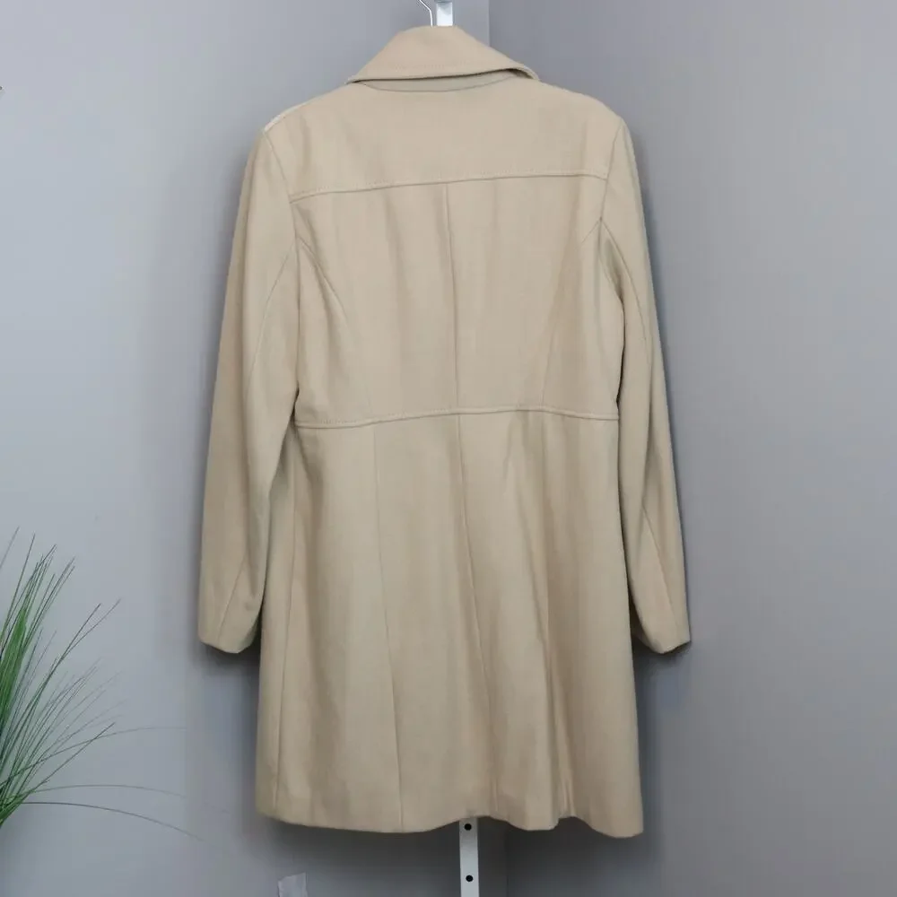 Kenneth Cole New York Wool Blend Coat Women’s Size‎ 14 Beige Button Front